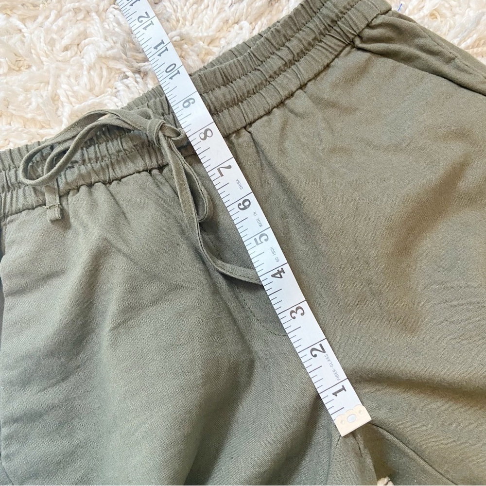 J.Crew Factory Linen Cotton Blend Drawstring Waist Straight Cuffed Pants Size 2 - Picture 9 of 10